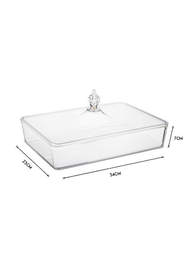 Dania ✨ Clear acrylic serving tray with a luxurious lid – 34×23×7 cm | Elegant display for cakes, desserts, and special occasions 🍰 - Image 4